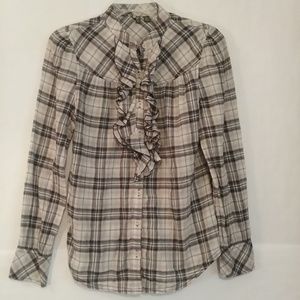 Anthropologie Fei Plaid blouse ruffle detail 10